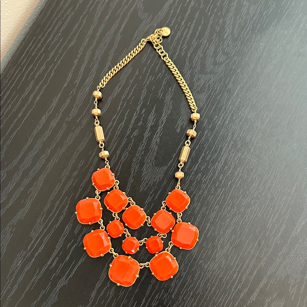 Stella & Dot Vibrant Orange and Gold Necklace